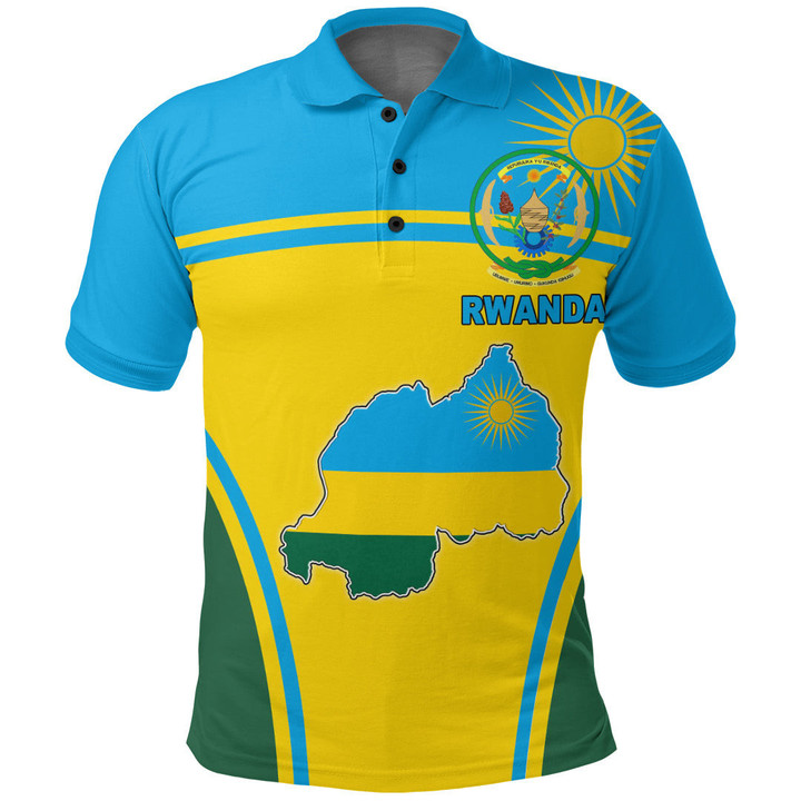 1sttheworld Clothing - Rwanda Active Flag Polo Shirt A35