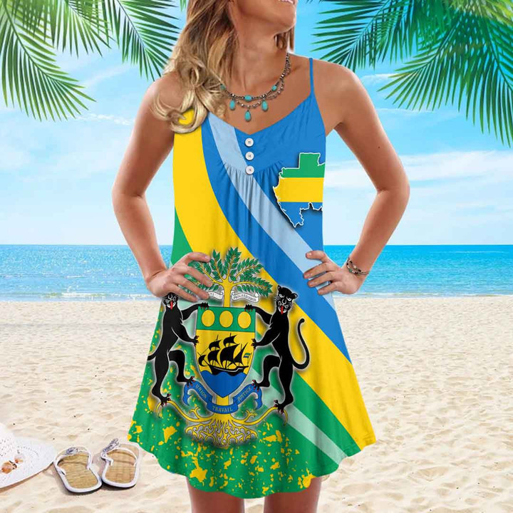 1sttheworld Clothing - Gabon Special Flag Strap Summer Dress A35