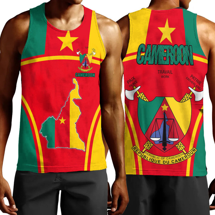 1sttheworld Clothing - Cameroon Active Flag Men Tank Top A35