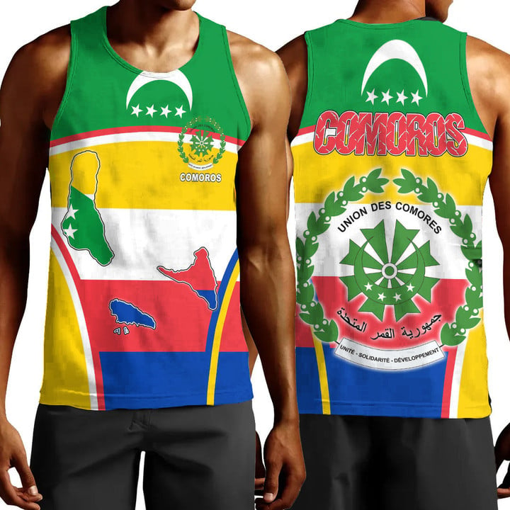 1sttheworld Clothing - Comoros Active Flag Men Tank Top A35