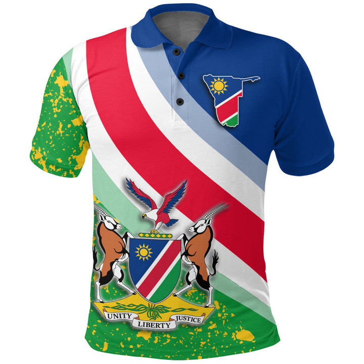 1sttheworld Clothing - Namibia Special Flag Polo Shirt A35