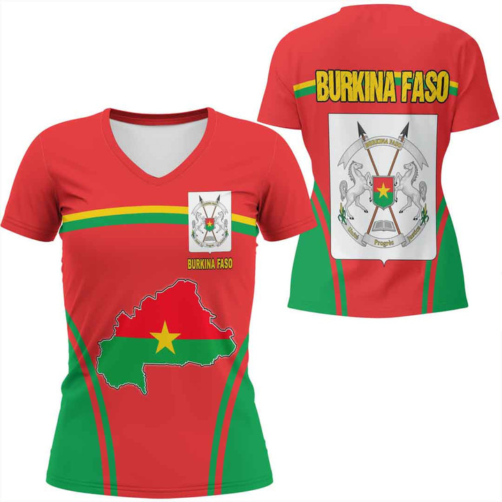 1sttheworld Clothing - Burkiana Faso Bincjou Women V-neck T-Shirt A35