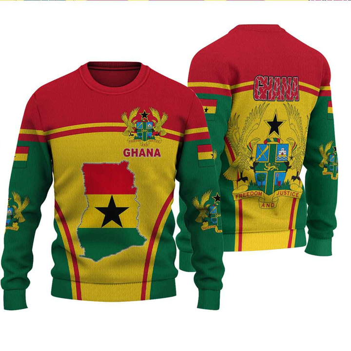 1sttheworld Clothing - Ghana Active Flag Knitted Sweater A35