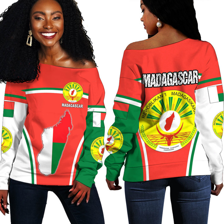 1sttheworld Clothing -  Madagascar Active Flag Off Shoulder Sweater A35