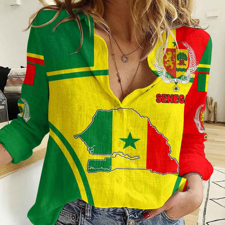1sttheworld Clothing - Senegal Active Flag Women Casual Shirt A35