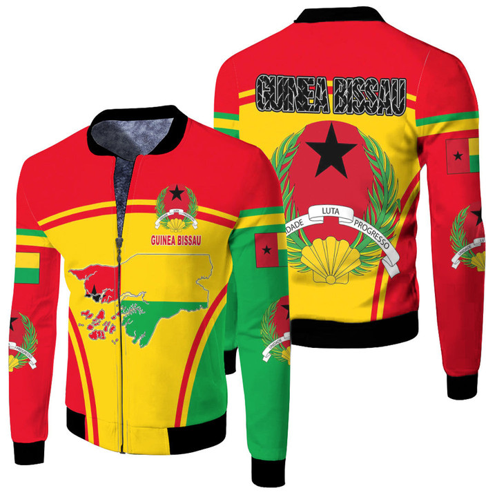 1sttheworld Clothing - Guinea Bissau Active Flag Fleece Winter Jacket A35