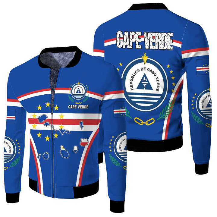 1sttheworld Clothing - Cape Verde Active Flag Fleece Winter Jacket A35