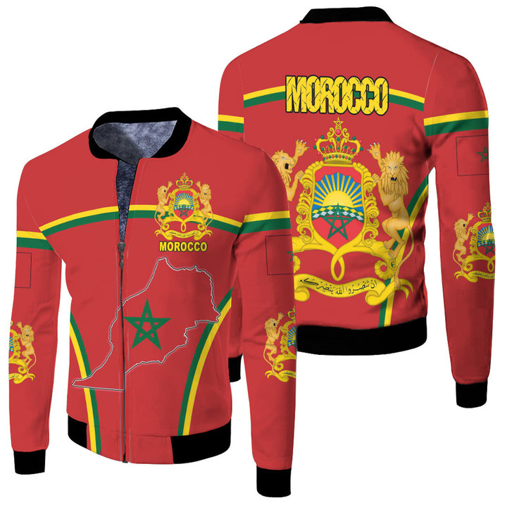 1sttheworld Clothing - Morocco Active Flag Fleece Winter Jacket A35