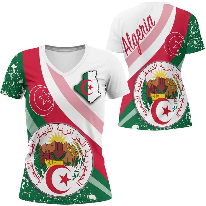 1sttheworld Clothing - Algeria Special Women V-neck T-Shirt A35