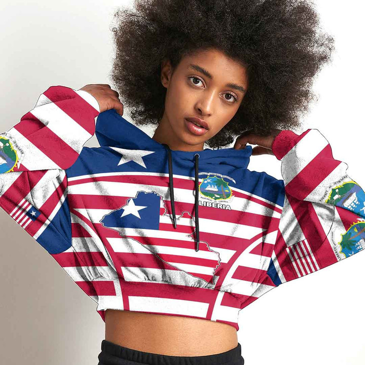 1sttheworld Clothing - Liberia Active Flag Croptop Hoodie A35