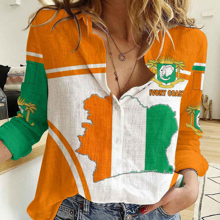 1sttheworld Clothing - Ivory Coast Active Flag Women Casual Shirt A35