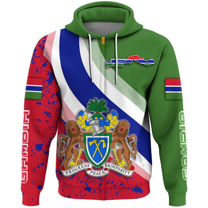 1sttheworl Clothing - Gambia Special Flag Zip Hoodie A35