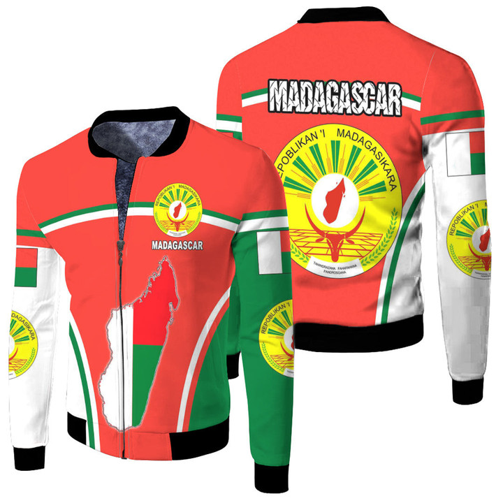 1sttheworld Clothing - Madagascar Active Flag Fleece Winter Jacket A35