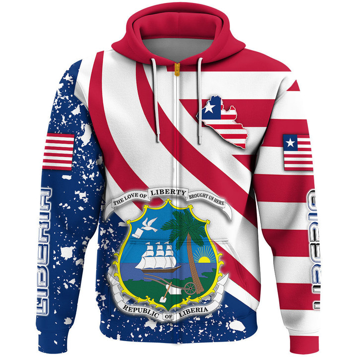 1sttheworl Clothing - Liberia Special Flag Zip Hoodie A35
