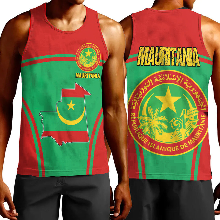 1sttheworld Clothing - Mauritania Active Flag Men Tank Top A35