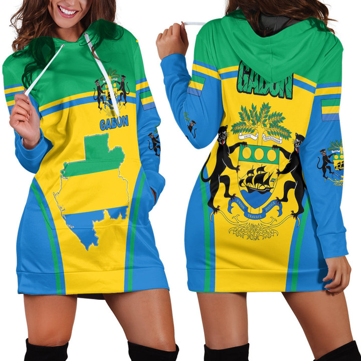 1sttheworld Clothing - Gabon Active Flag Hoodie Dress A35