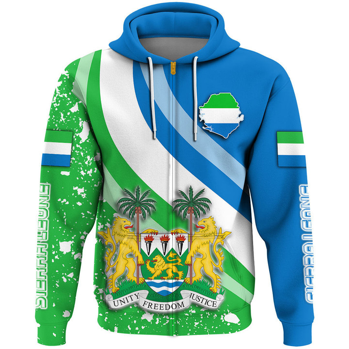 1sttheworl Clothing - Sierra Leone Special Flag Zip Hoodie A35