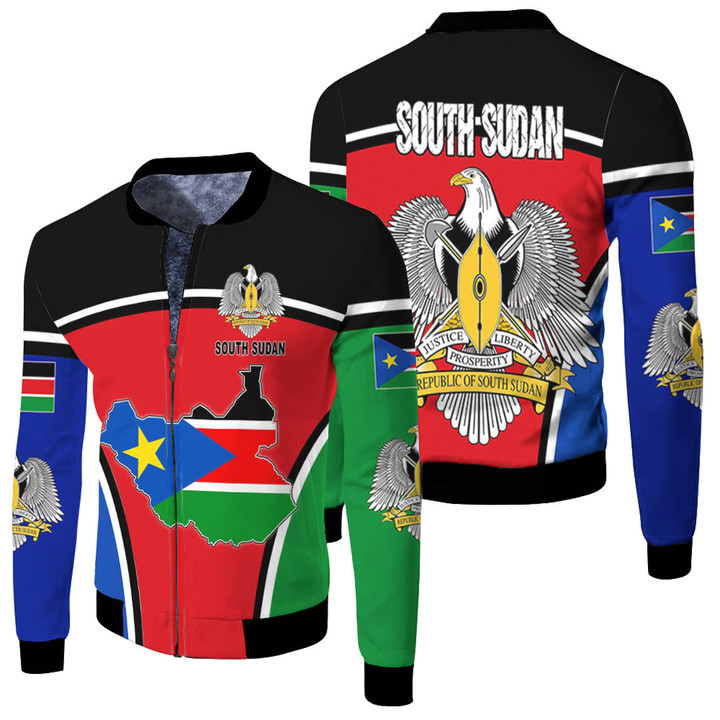 1sttheworld Clothing - South Sudan Active Flag Fleece Winter Jacket A35