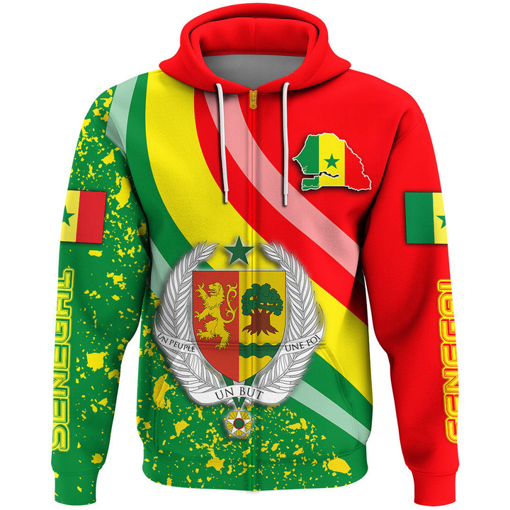 1sttheworl Clothing - Senegal Special Flag Zip Hoodie A35