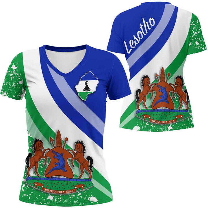1sttheworld Clothing - Lesotho Special Women V-neck T-Shirt A35