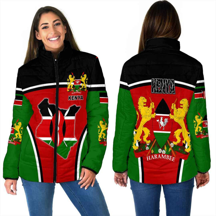 1sttheworld Clothing - Kenya Active Flag Women Padded Jacket a35