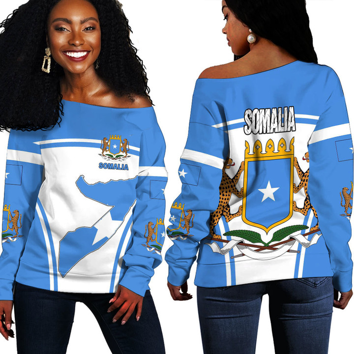 1sttheworld Clothing -  Somalia Active Flag Off Shoulder Sweater A35