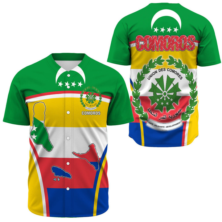 1sttheworld Clothing - Comoros Active Flag Baseball Jersey A35
