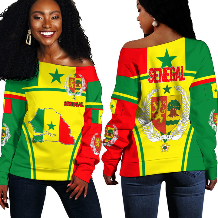 1sttheworld Clothing -  Senegal Active Flag Off Shoulder Sweater A35