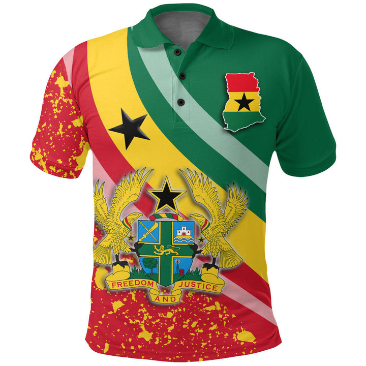 1sttheworld Clothing - Ghana Special Flag Polo Shirt A35