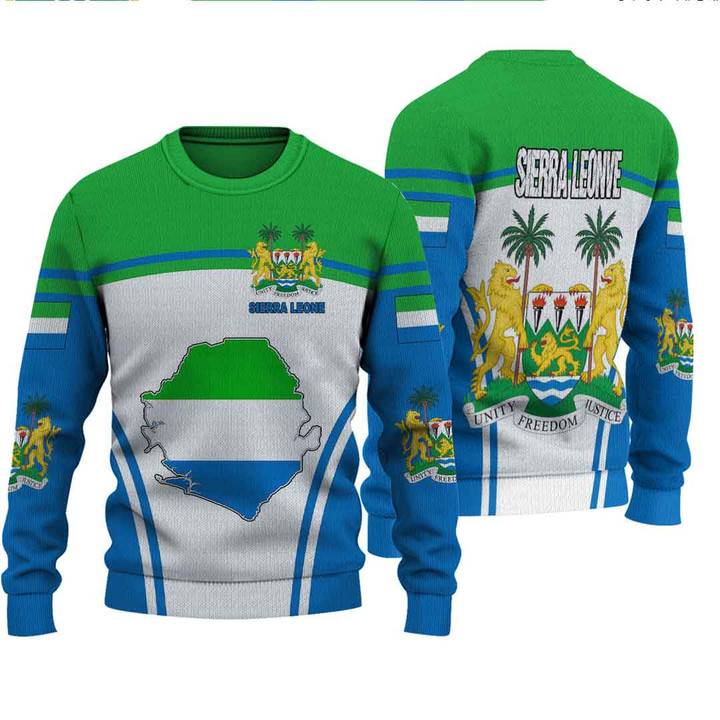 1sttheworld Clothing - Sierra Leone Active Flag Knitted Sweater A35
