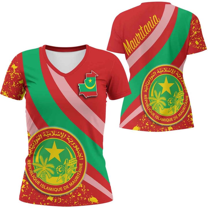 1sttheworld Clothing - Mauritania Special Women V-neck T-Shirt A35