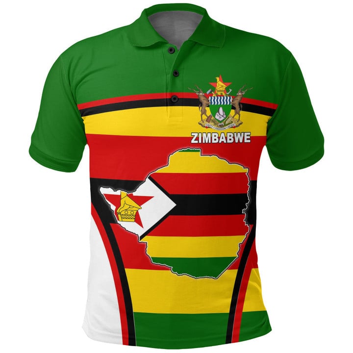 1sttheworld Clothing - Zimbabwe Active Flag Polo Shirt A35