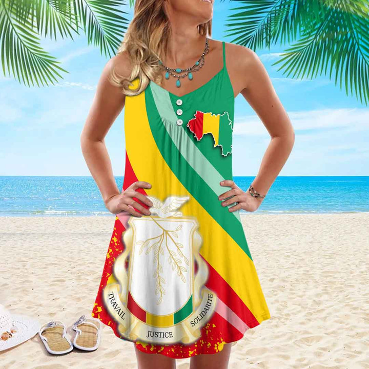 1sttheworld Clothing - Guinea Special Flag Strap Summer Dress A35
