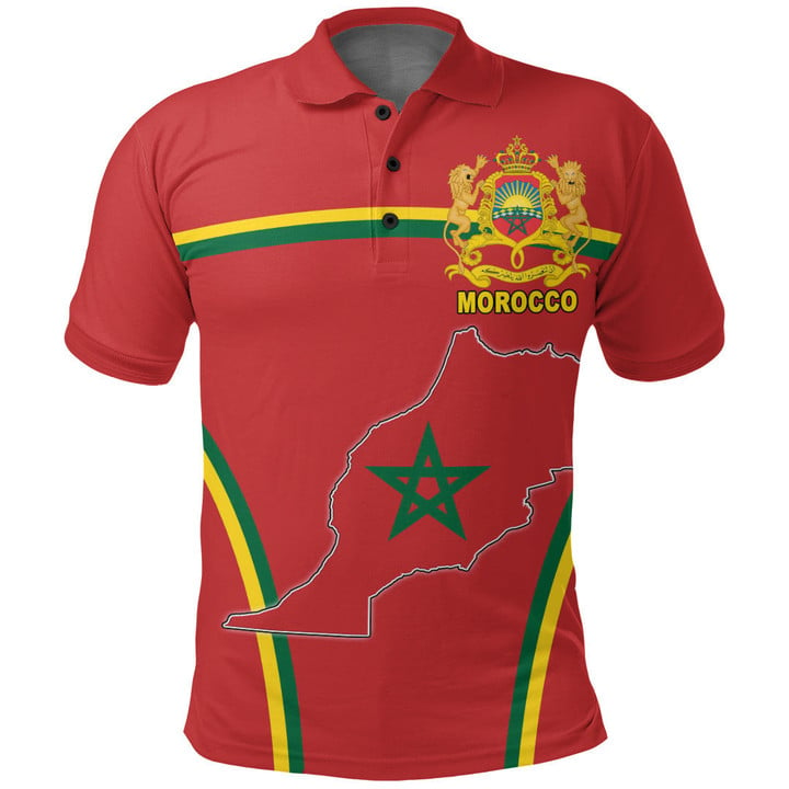 1sttheworld Clothing - Morocco Active Flag Polo Shirt A35