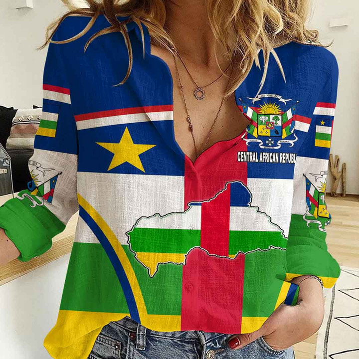 1sttheworld Clothing - Central African Republic Active Flag Women Casual Shirt A35