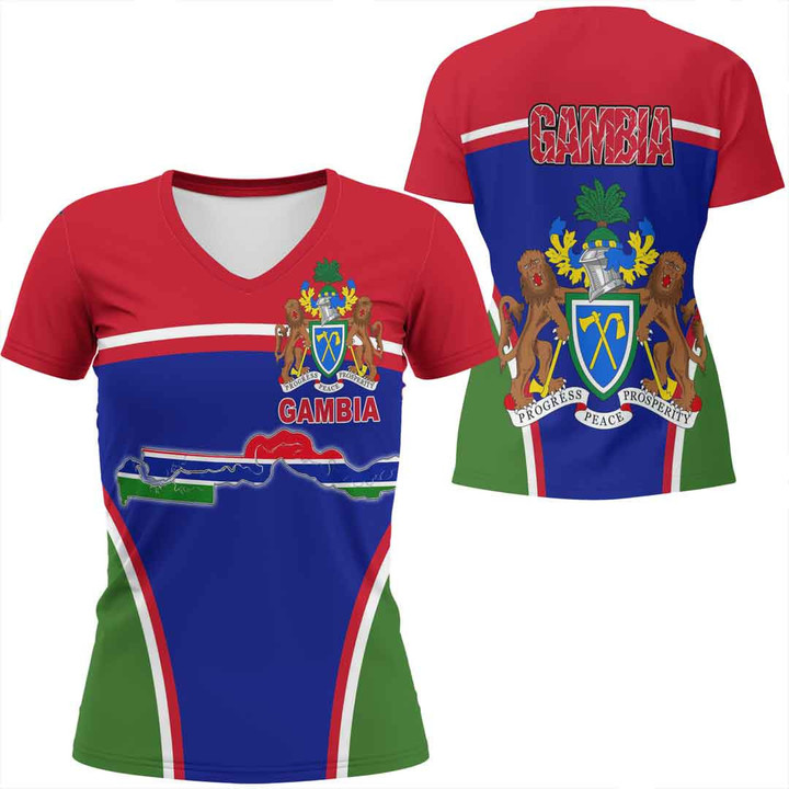 1sttheworld Clothing - Gambia Bincjou Women V-neck T-Shirt A35
