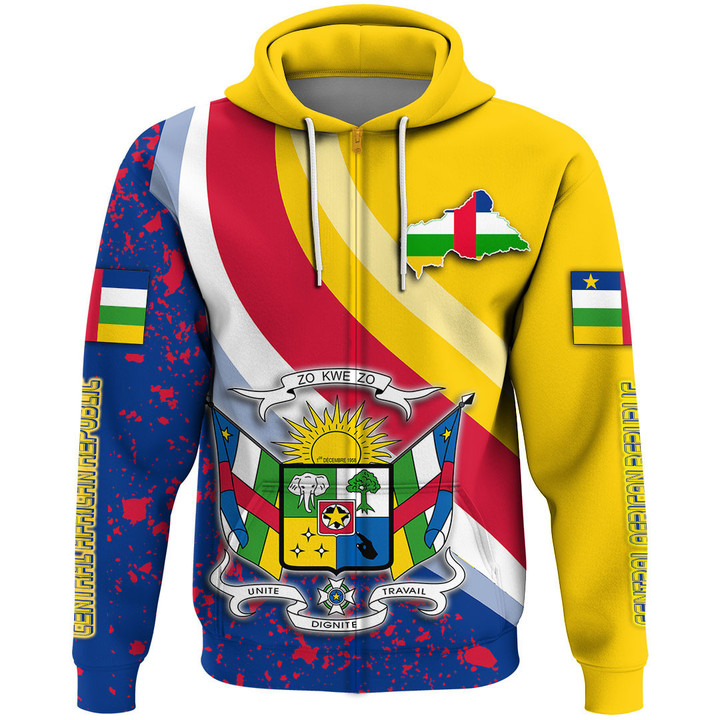 1sttheworl Clothing - Central African Republic Special Flag Zip Hoodie A35