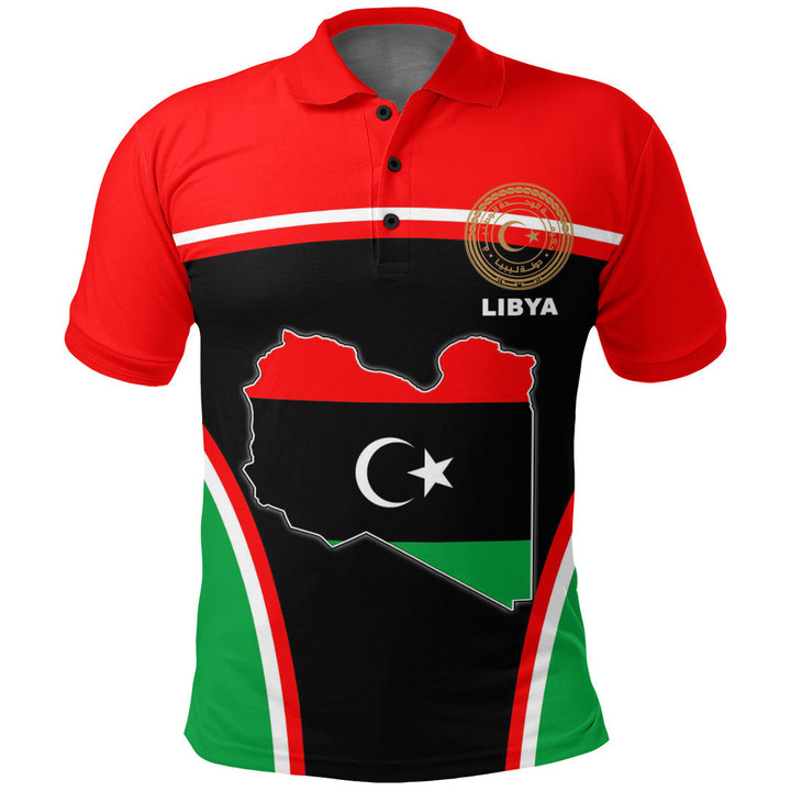 1sttheworld Clothing - Libya Active Flag Polo Shirt A35