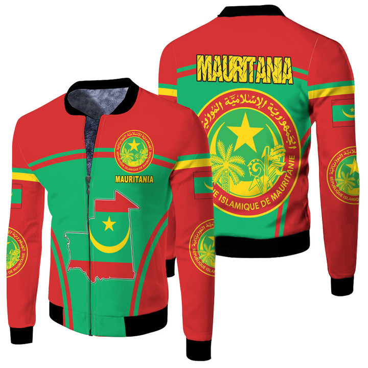 1sttheworld Clothing - Mauritania Active Flag Fleece Winter Jacket A35