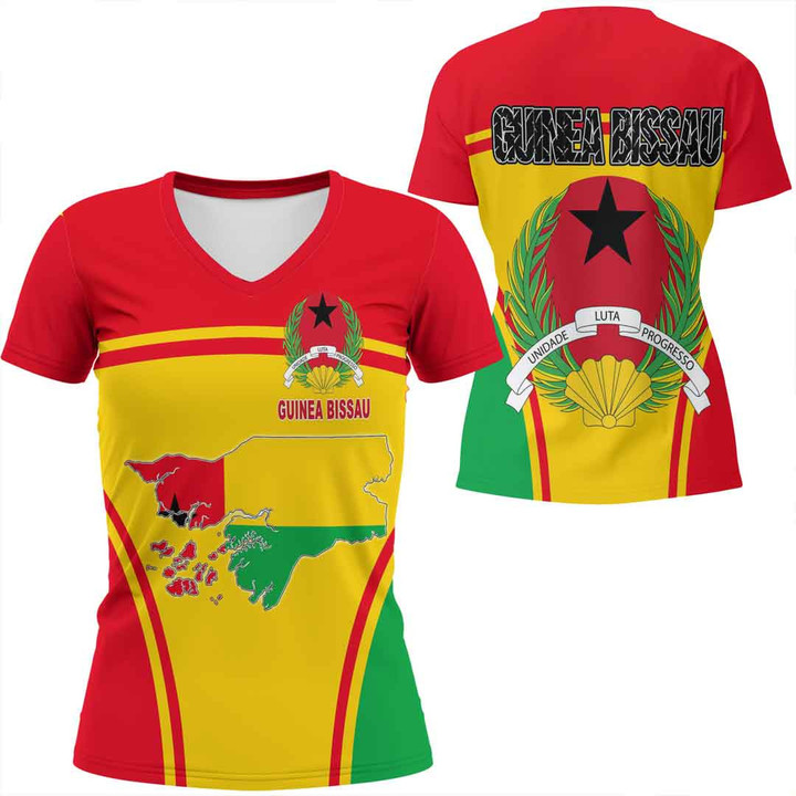 1sttheworld Clothing - Guinea Bissau Bincjou Women V-neck T-Shirt A35