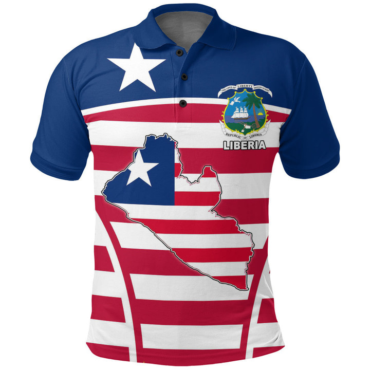 1sttheworld Clothing - Liberia Active Flag Polo Shirt A35