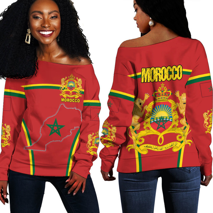 1sttheworld Clothing -  Morocco Active Flag Off Shoulder Sweater A35