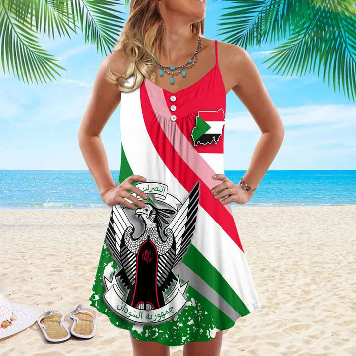 1sttheworld Clothing - Sudan Special Flag Strap Summer Dress A35