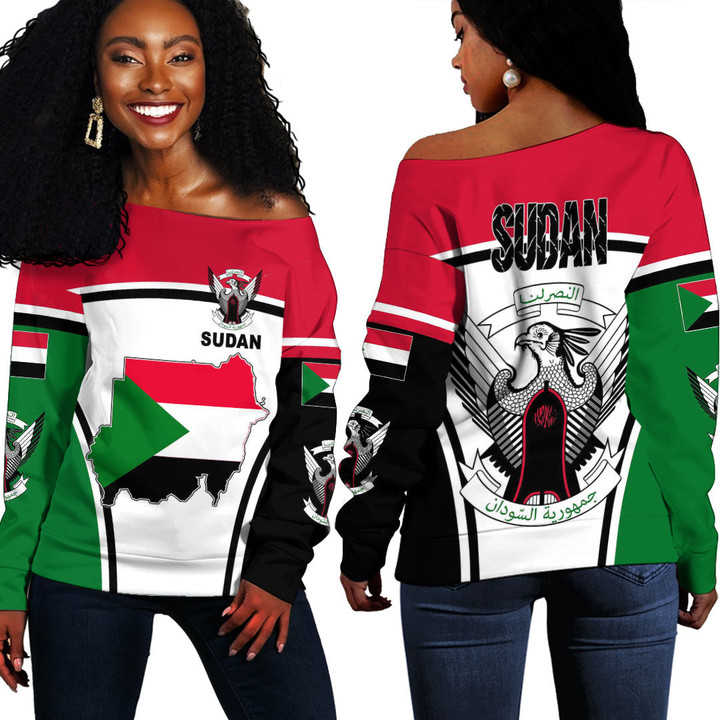 1sttheworld Clothing -  Sudan Active Flag Off Shoulder Sweater A35