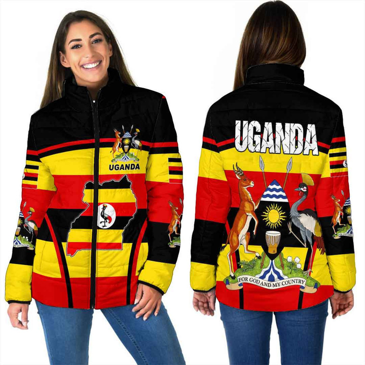 1sttheworld Clothing - Uganda Active Flag Women Padded Jacket a35