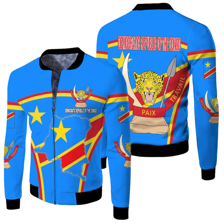 1sttheworld Clothing - Democratic Republic of the Congo Active Flag Fleece Winter Jacket A35