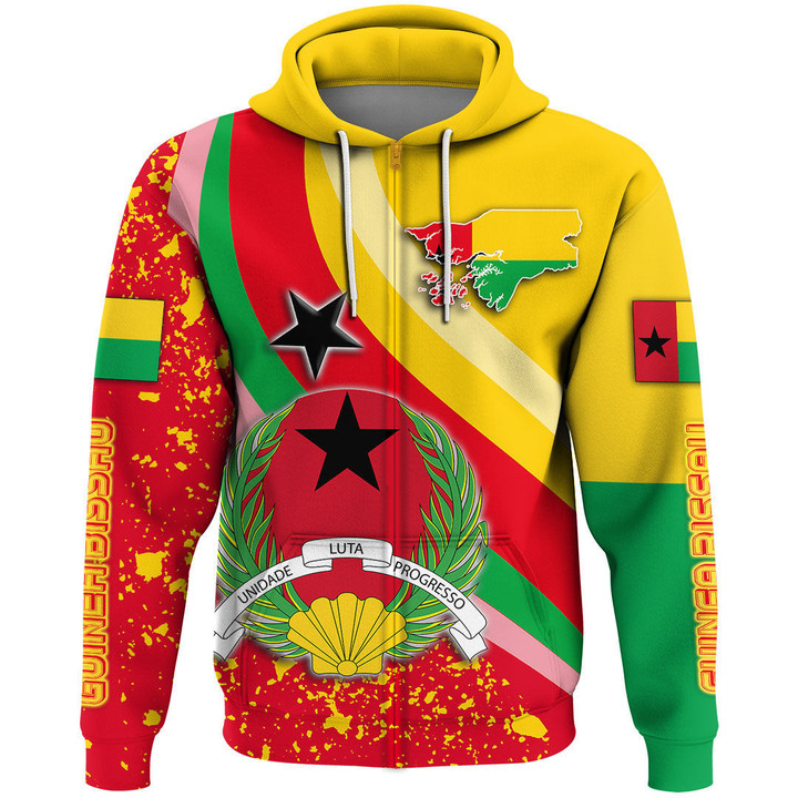 1sttheworl Clothing - Guinea Bissau Special Flag Zip Hoodie A35