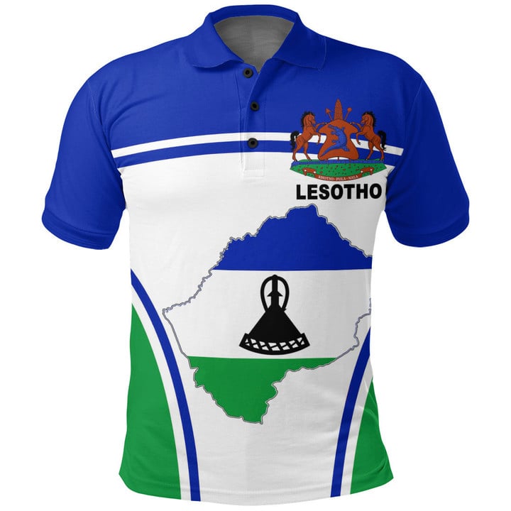 1sttheworld Clothing - Lesotho Active Flag Polo Shirt A35