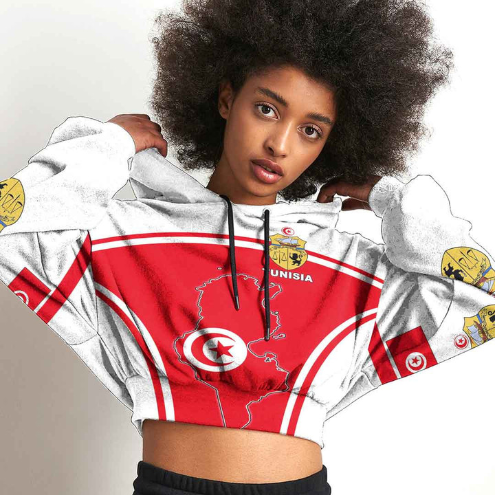 1sttheworld Clothing - Tunisia Active Flag Croptop Hoodie A35