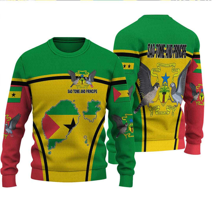1sttheworld Clothing - Sao Tome and Principe Active Flag Knitted Sweater A35